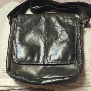 Fossil Black Leather Messenger Bag